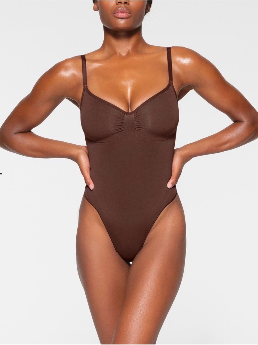 SKIMS Chocolate Brown Seamless Bodysuit Sz XS